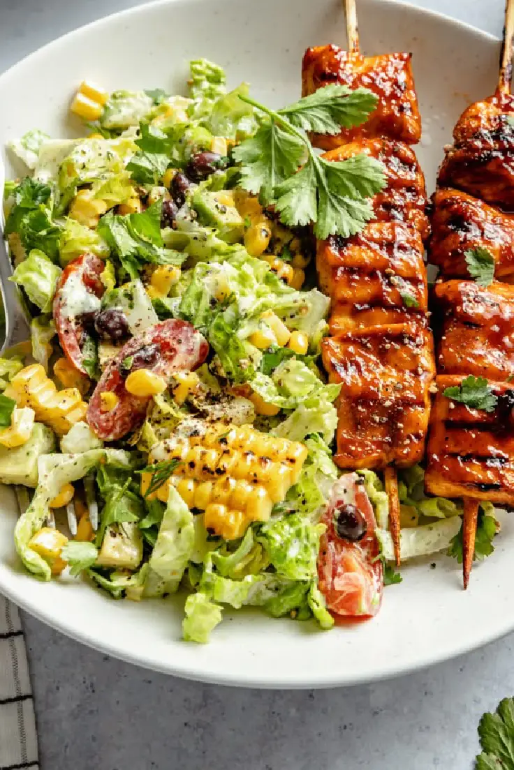 BBQ Chicken Skewer Salad